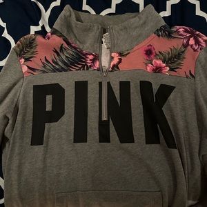 PINK 1/4 zip with kangaroo pocket grey size L